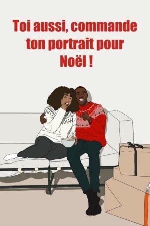Portrait personnalisé couple noël