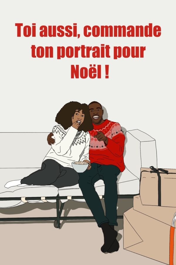 Portrait personnalisé couple noël